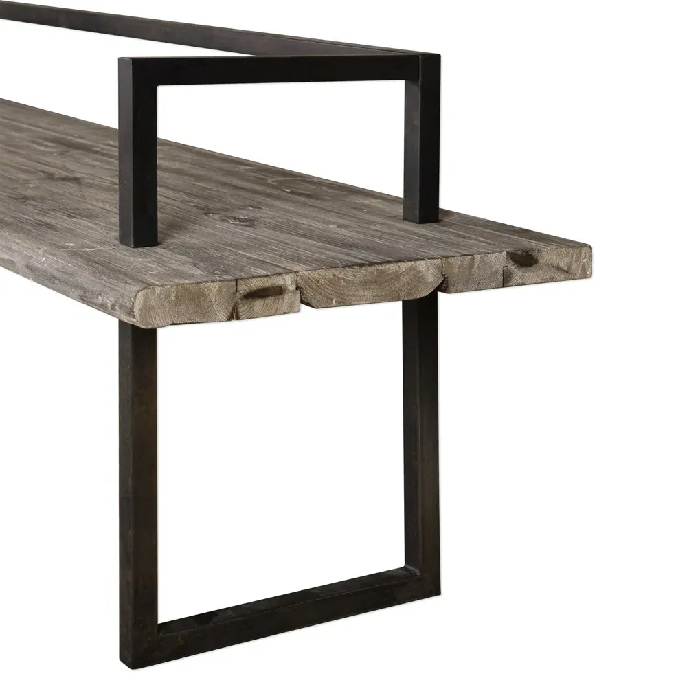 Holden Industrial Loft Bench - Grey, Reclaimed Wood