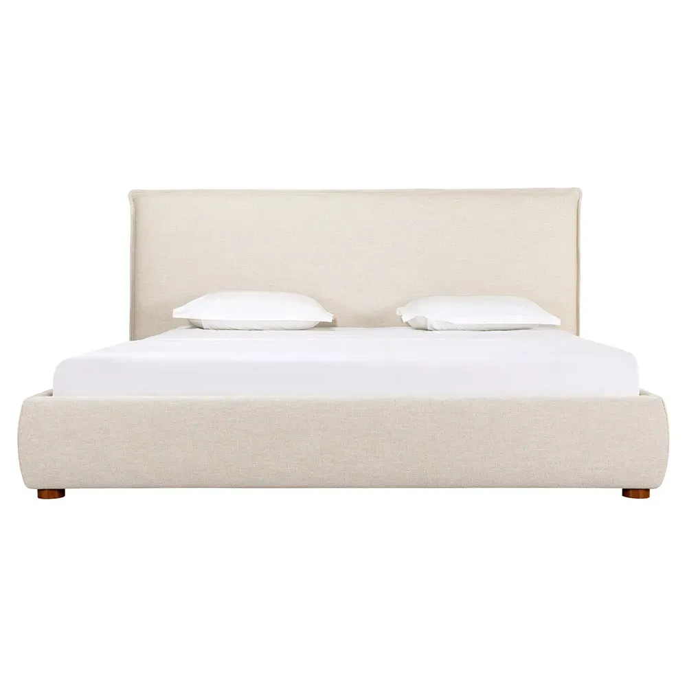 Holden King Size Upholstered Bed Frame - Cream, Pine