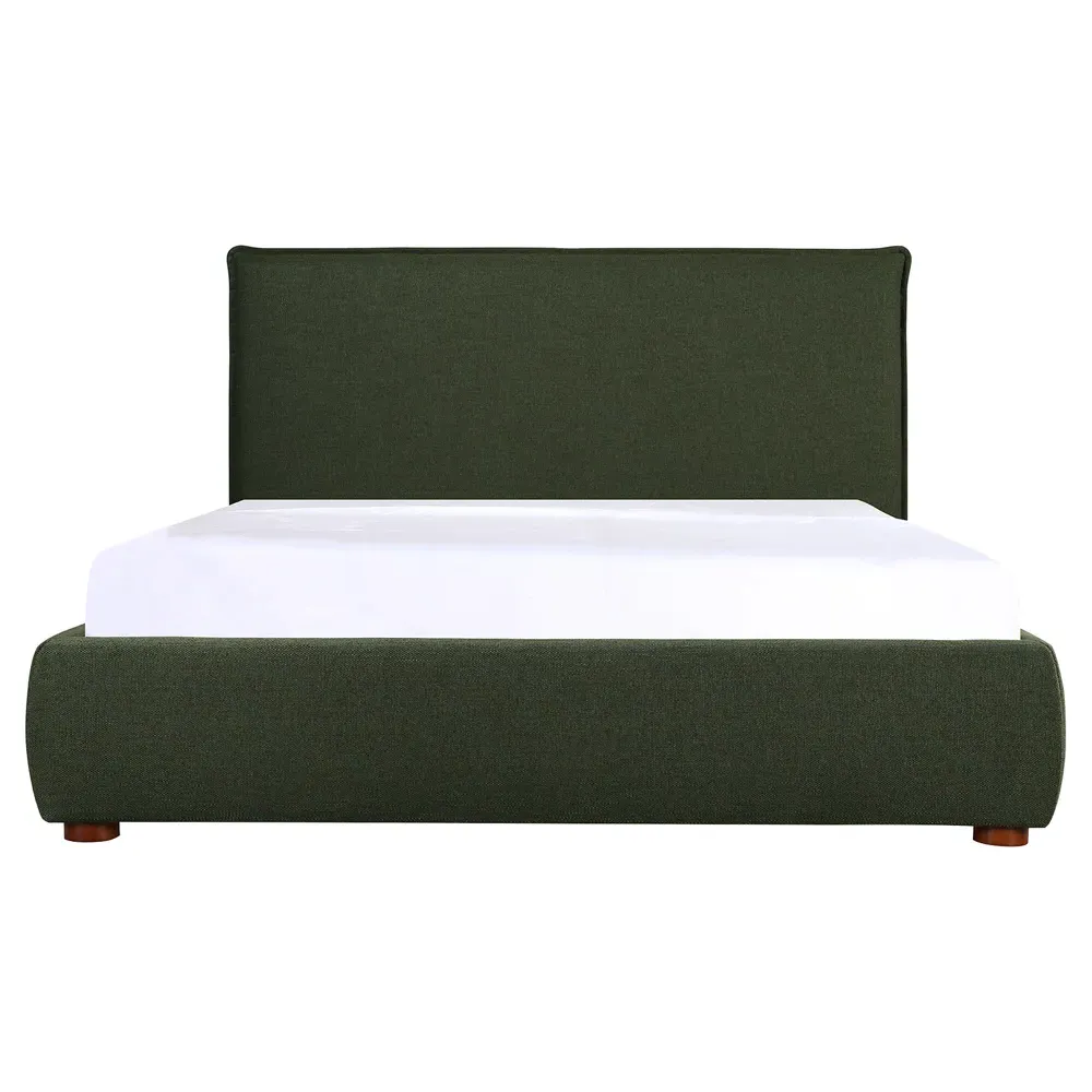 Holden King Size Upholstered Bed Frame - Dark Green, Pine