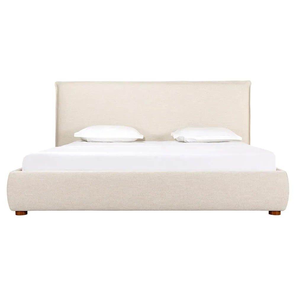 Holden Queen Size Upholstered Bed Frame - Cream, Pine image