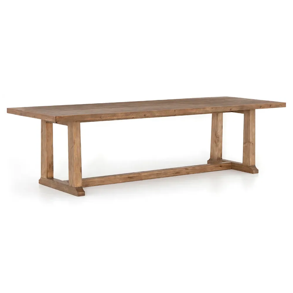 Holland Large Rectangular Dining Trestle Table - Brown, Pine
