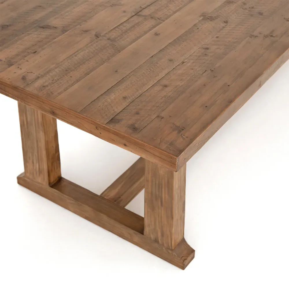 Holland Large Rectangular Dining Trestle Table - Brown, Pine