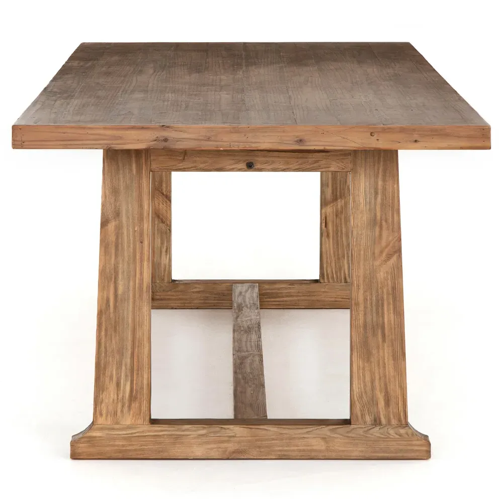 Holland Large Rectangular Dining Trestle Table - Brown, Pine