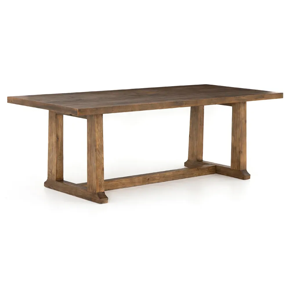 Holland Small Rectangular Dining Trestle Table - Brown, Pine