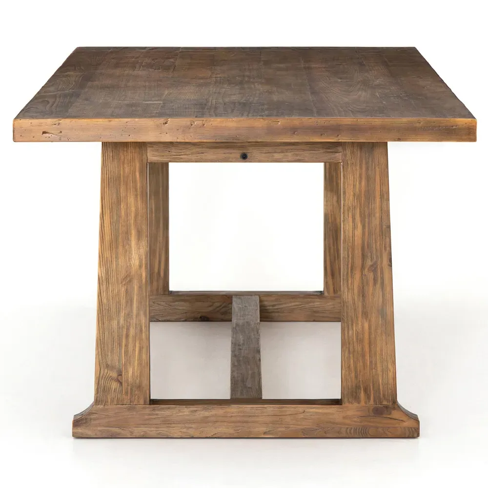 Holland Small Rectangular Dining Trestle Table - Brown, Pine