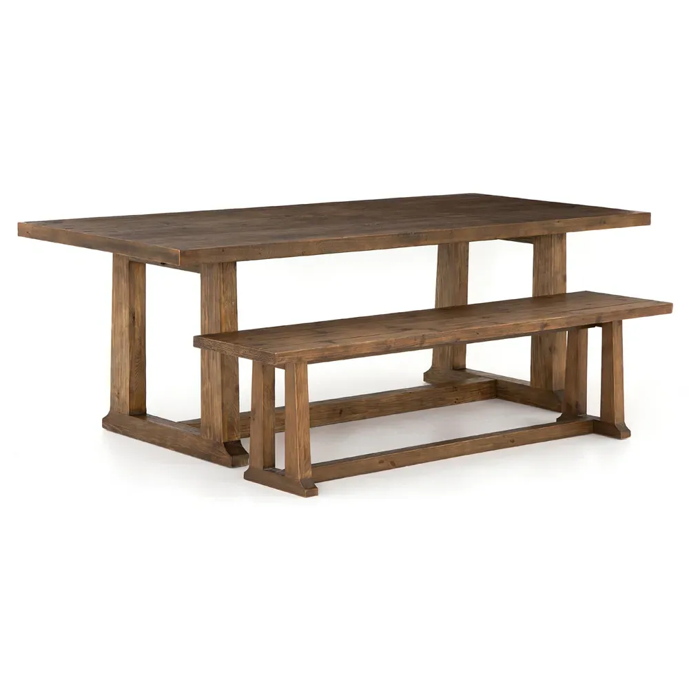 Holland Small Rectangular Dining Trestle Table - Brown, Pine