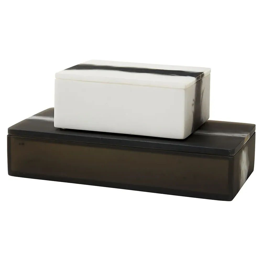 Hollie Decorative Boxes Set of 2 - Black, Resin