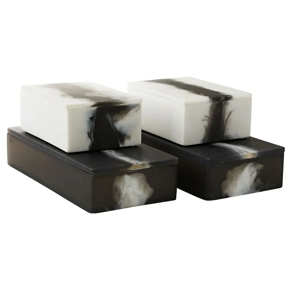 Hollie Decorative Boxes Set of 2 - Black, Resin