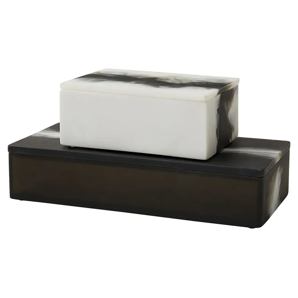 Hollie Decorative Boxes Set of 2 - Black, Resin image