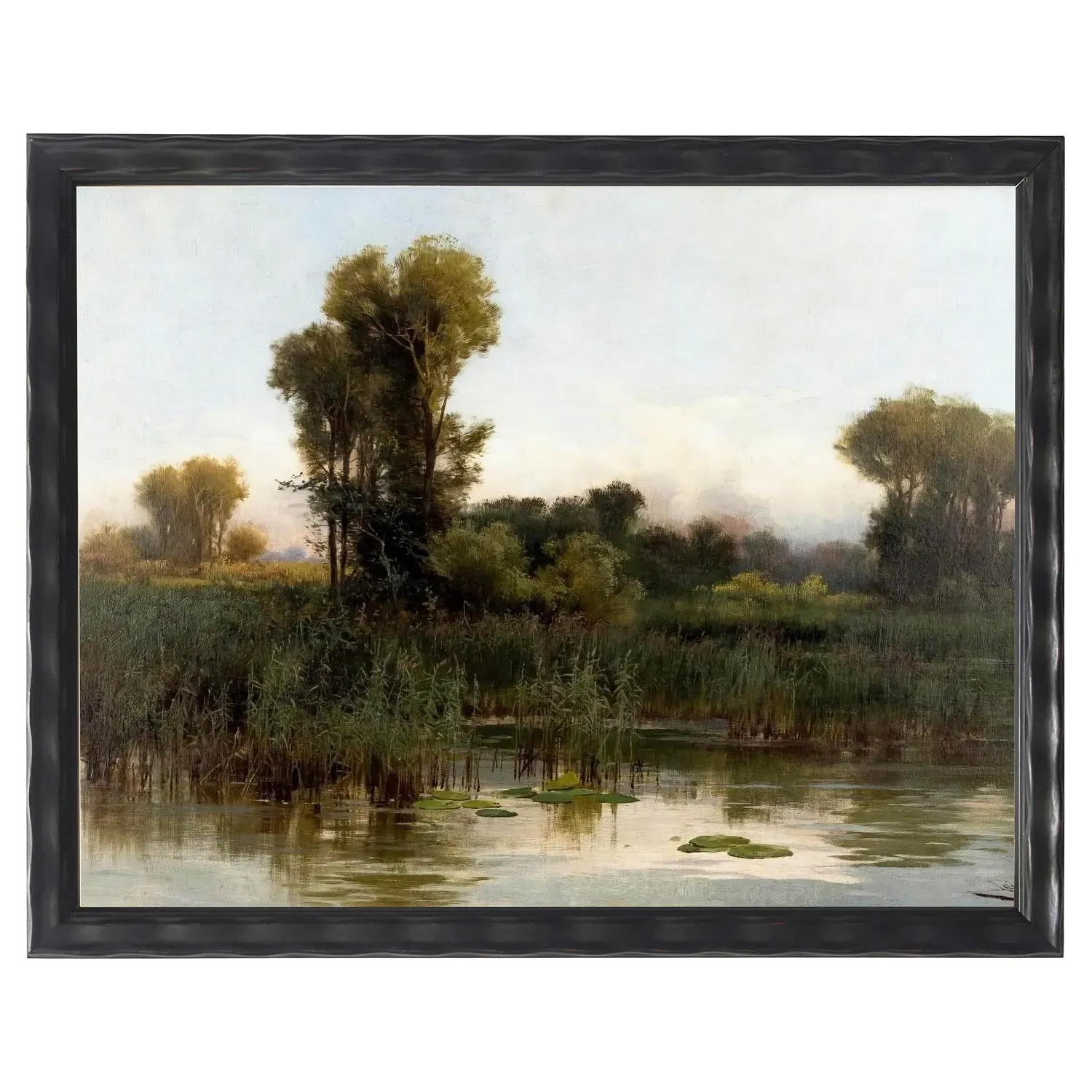 Hollis Lake Landscape Painting - Green, Black Frame