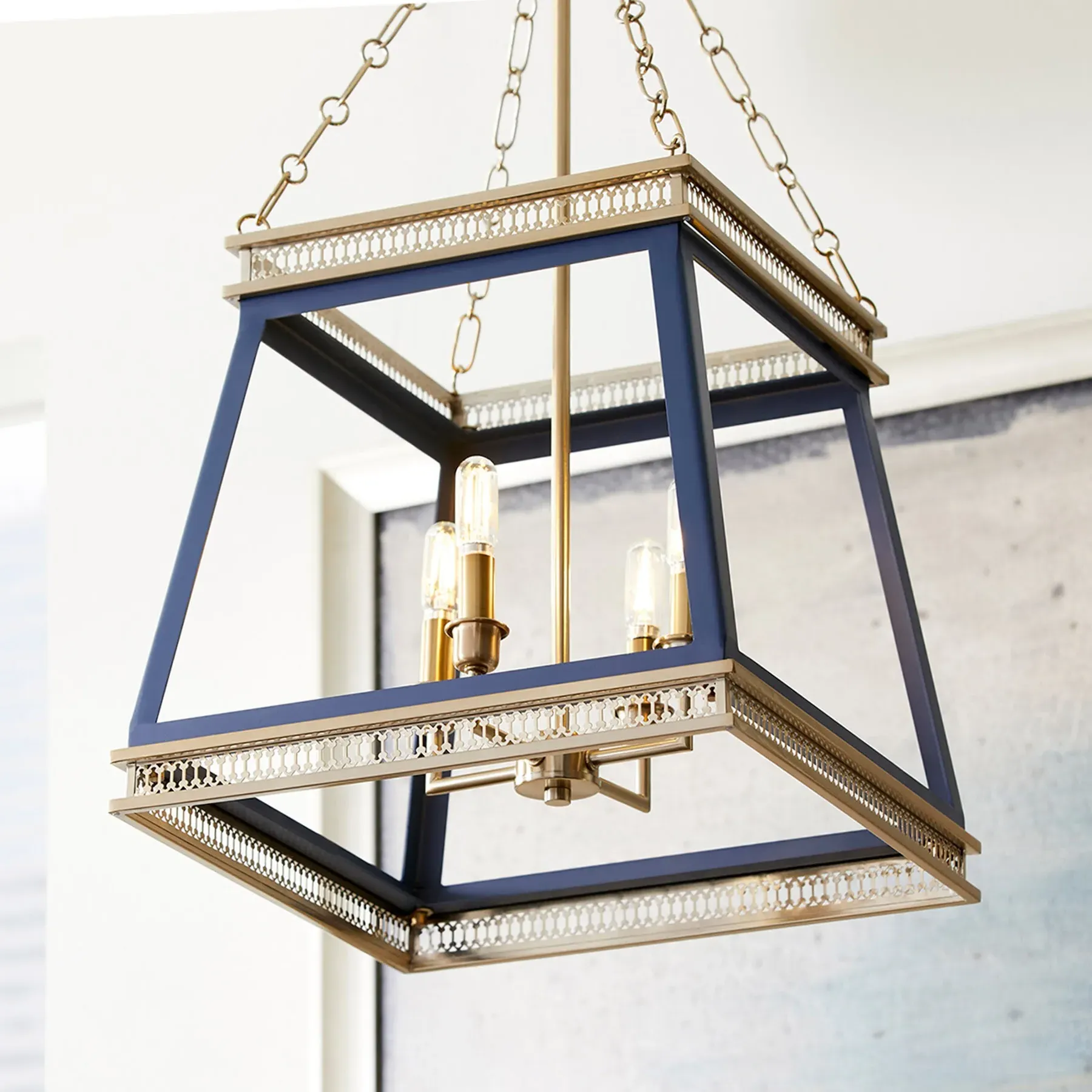 Hollis Lantern - Navy Blue, Iron