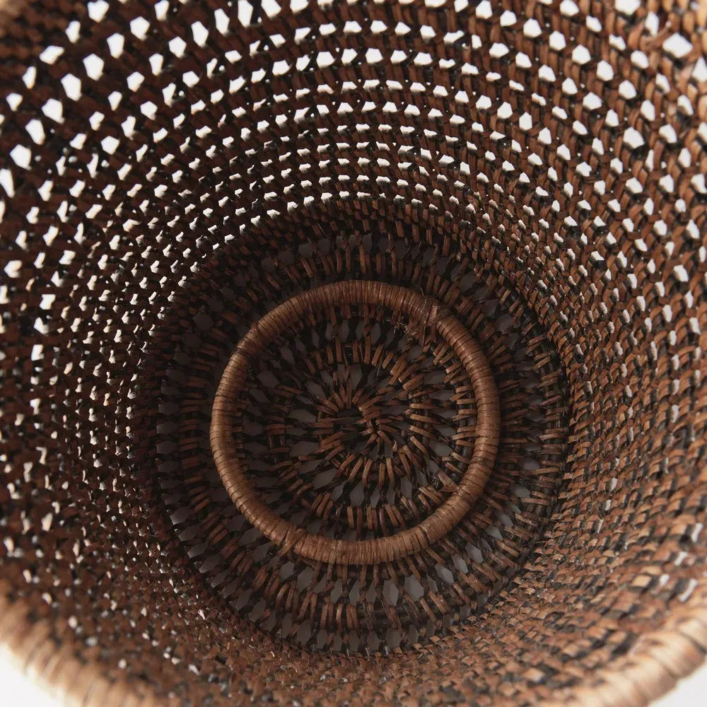 Hollis Large Hurricane Candleholder - Brown, Rattan