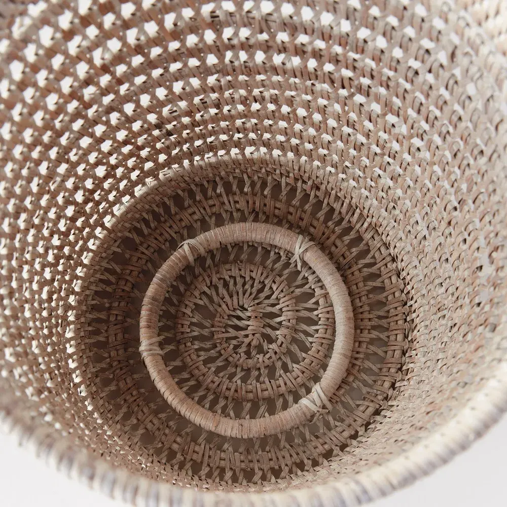 Hollis Large Hurricane Candleholder - Whitewash, Rattan