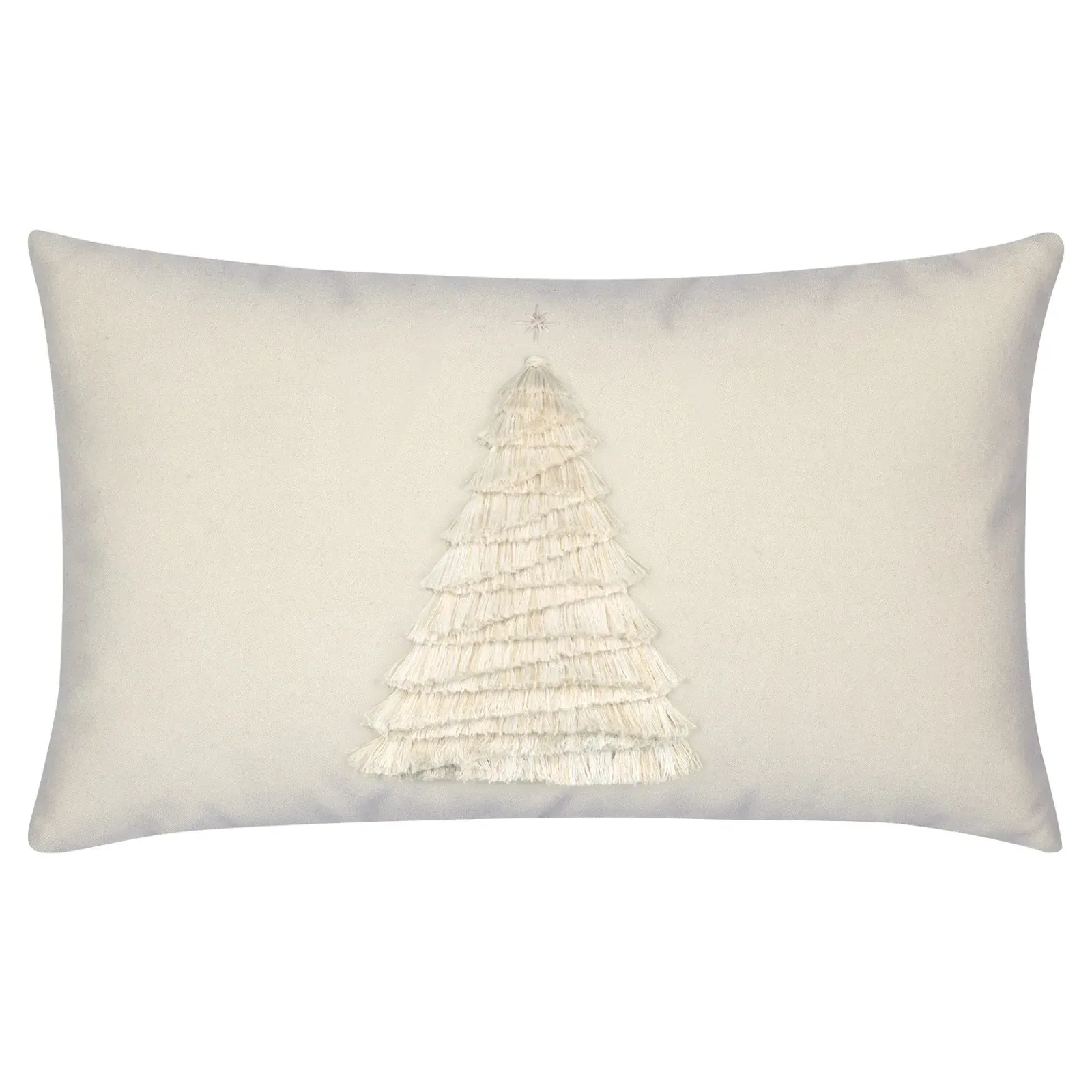Holly Fringe Tree Lumbar Pillow - Cream, Velvet image