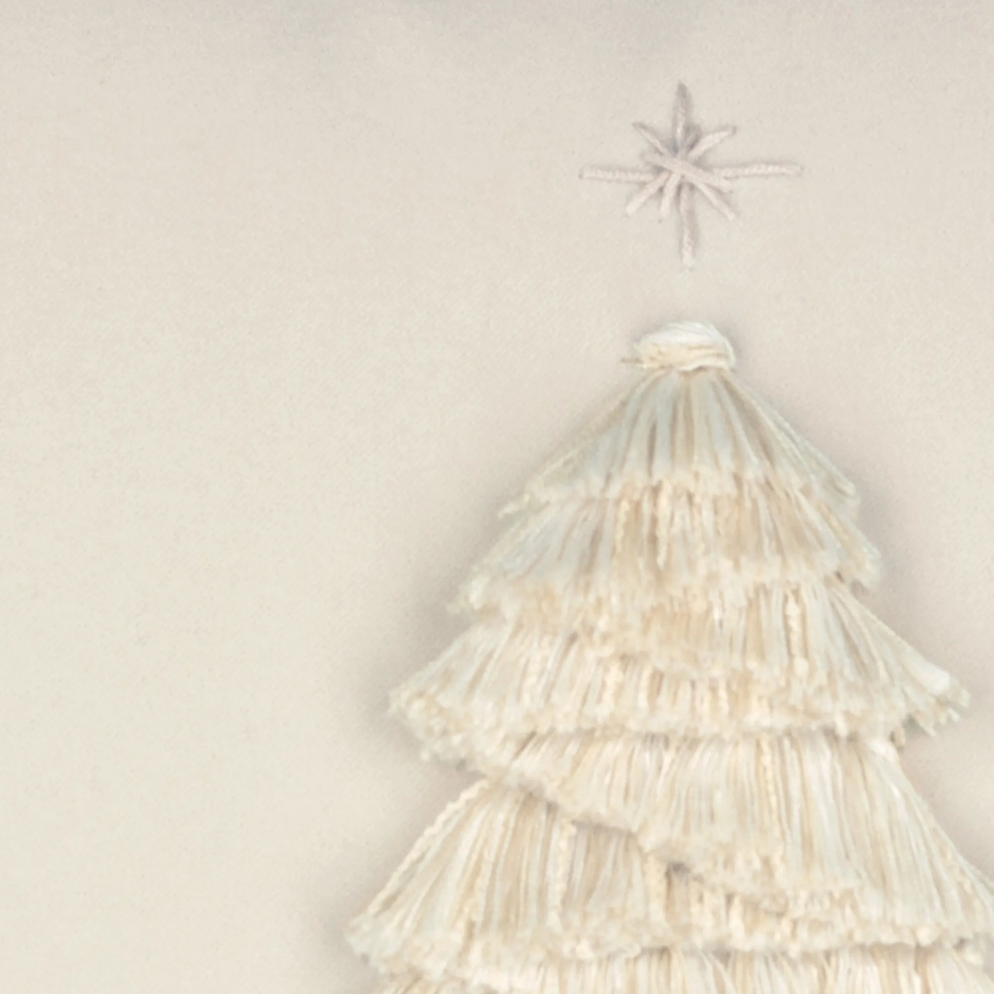 Holly Fringe Tree Throw Pillow - Cream, Velvet