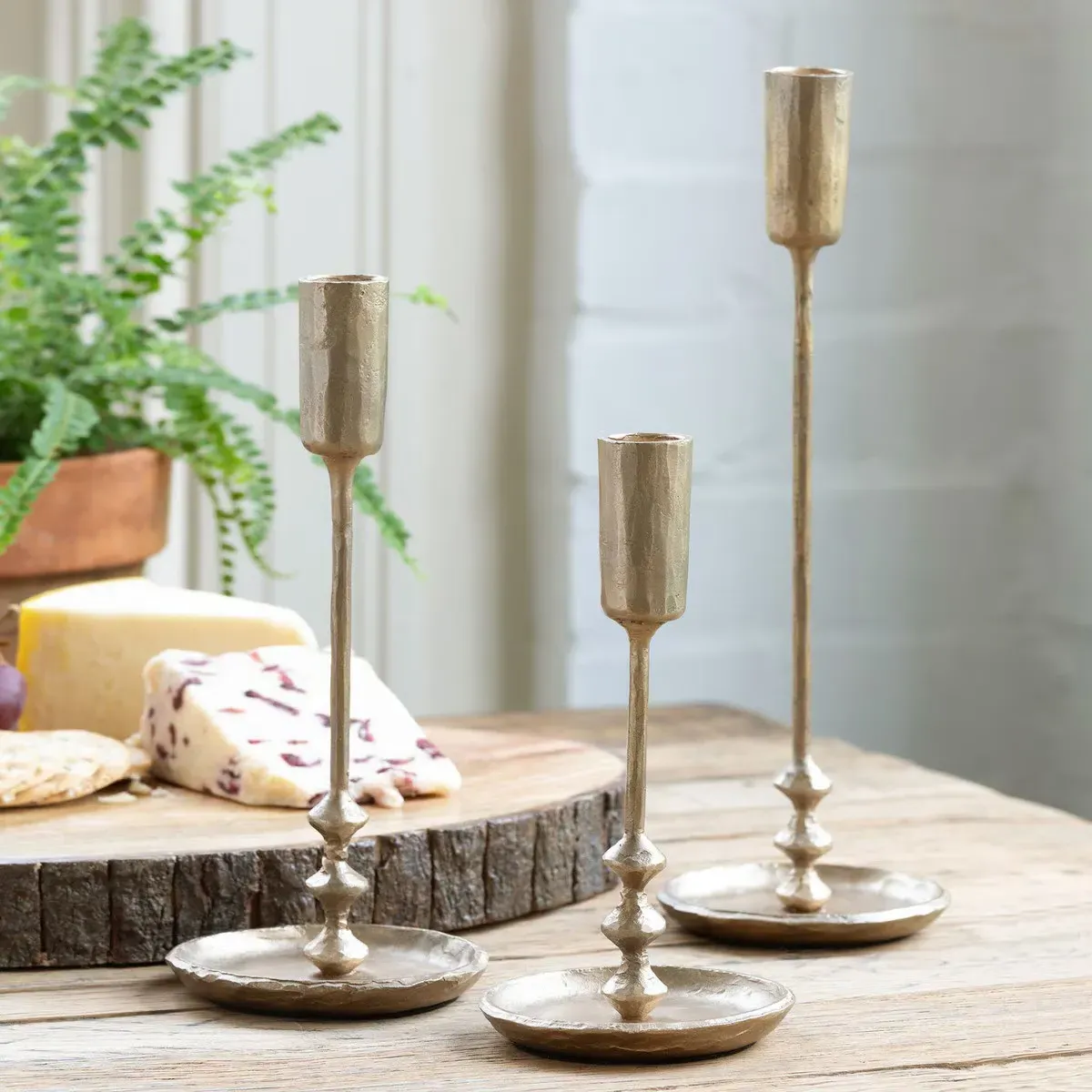 Holly Iron Candleholder Set of 3 - Antique Gold