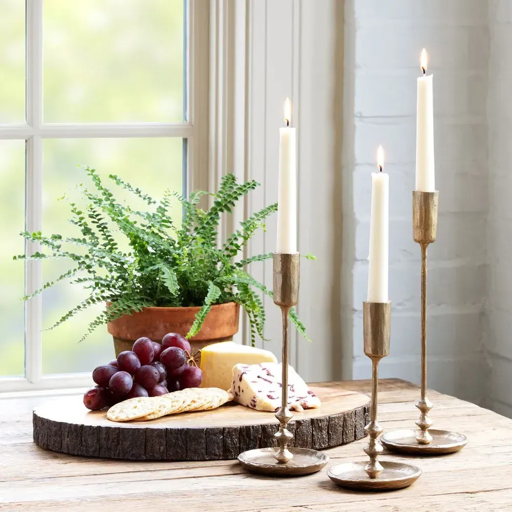 Holly Iron Candleholder Set of 3 - Antique Gold