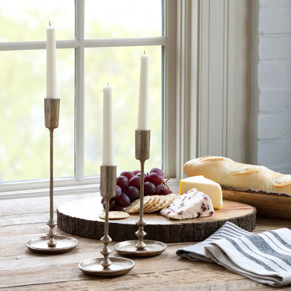 Holly Iron Candleholder Set of 3 - Antique Gold