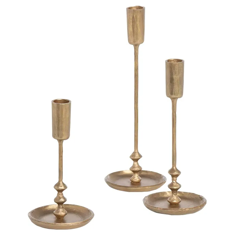 Holly Iron Candleholder Set of 3 - Antique Gold image