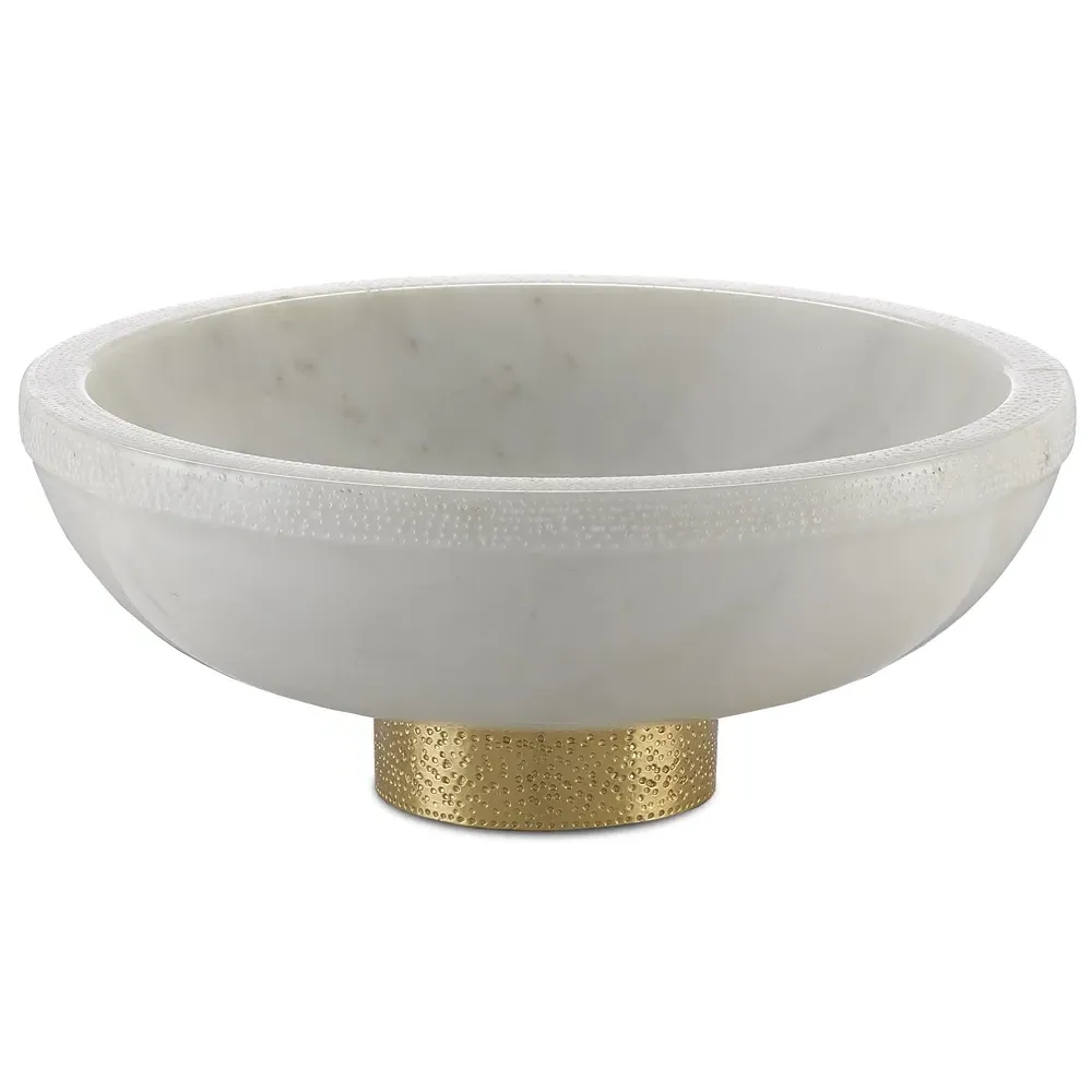 Holly Large Decorative Bowl - White, Marble image