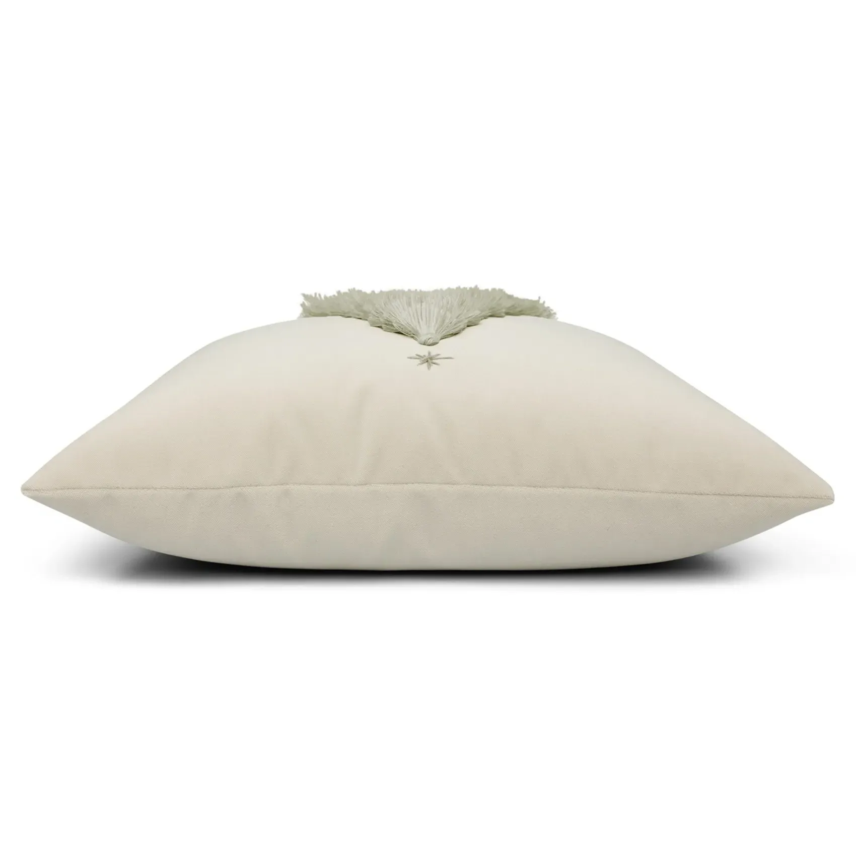 Holly Sage Fringe Tree Throw Pillow - Cream, Velvet