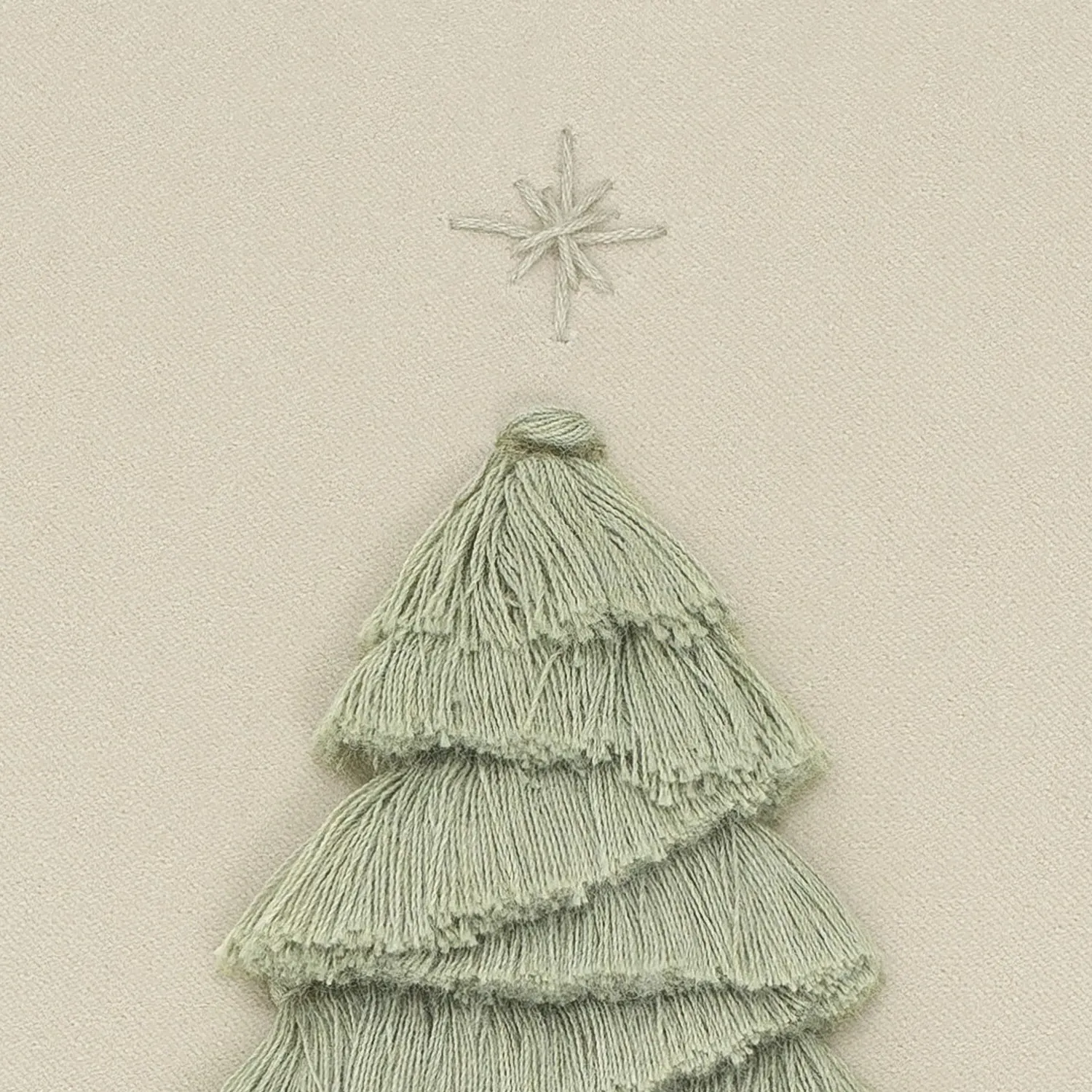 Holly Sage Fringe Tree Throw Pillow - Cream, Velvet