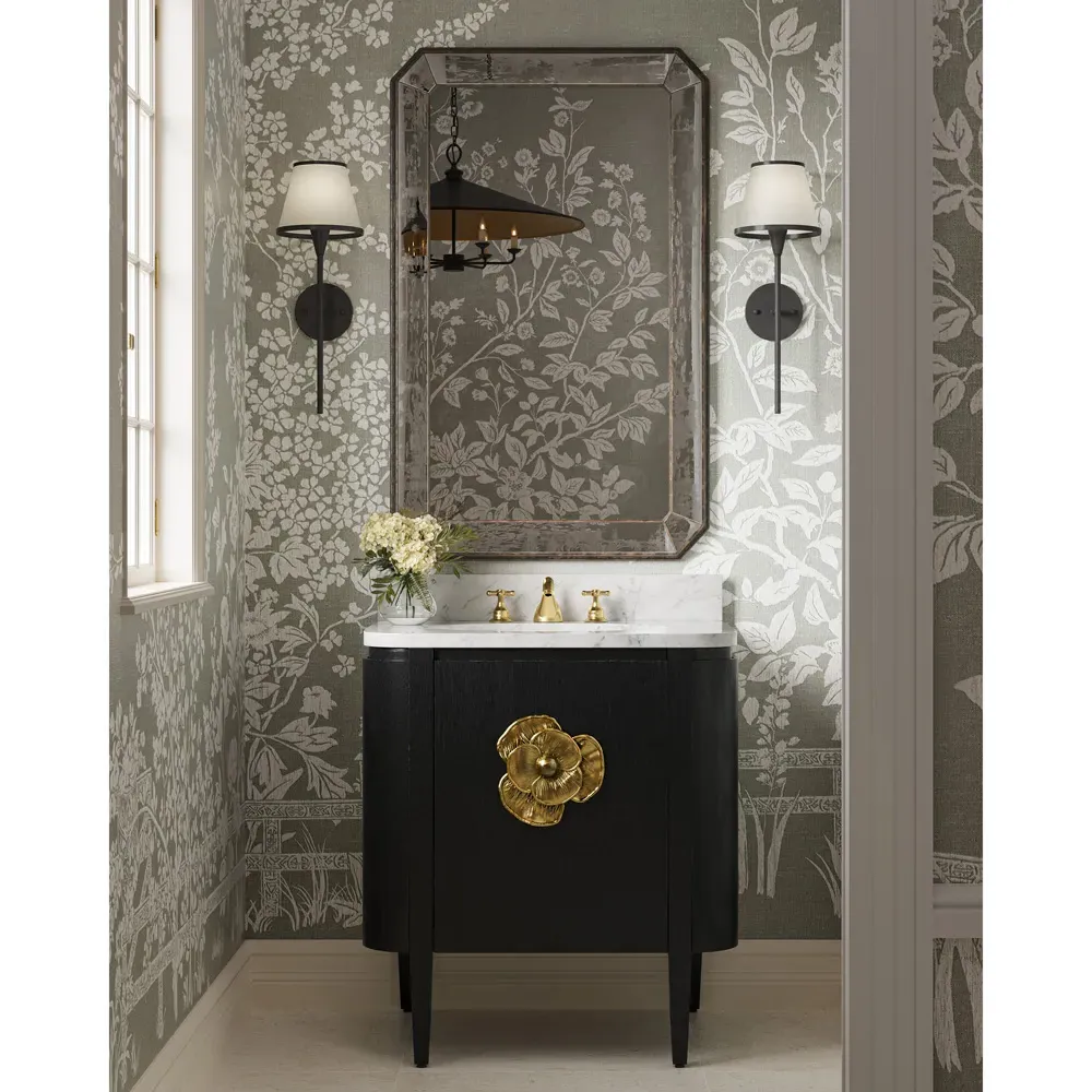 Hollywood Regency Bevel Cut Wall Mirror - Grey Silver