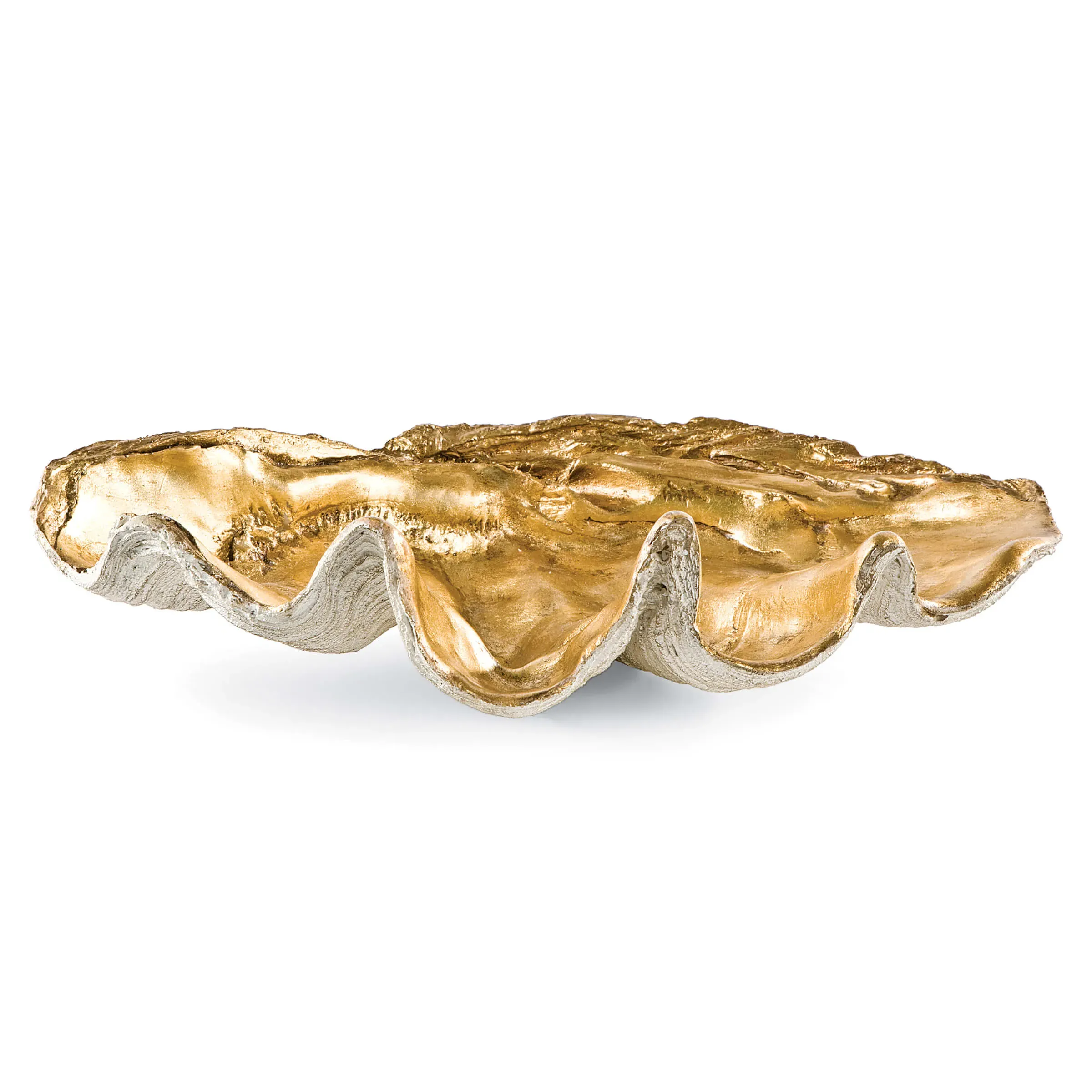 Hollywood Regency Large Clam Decorative Bowl - Gold, Resin