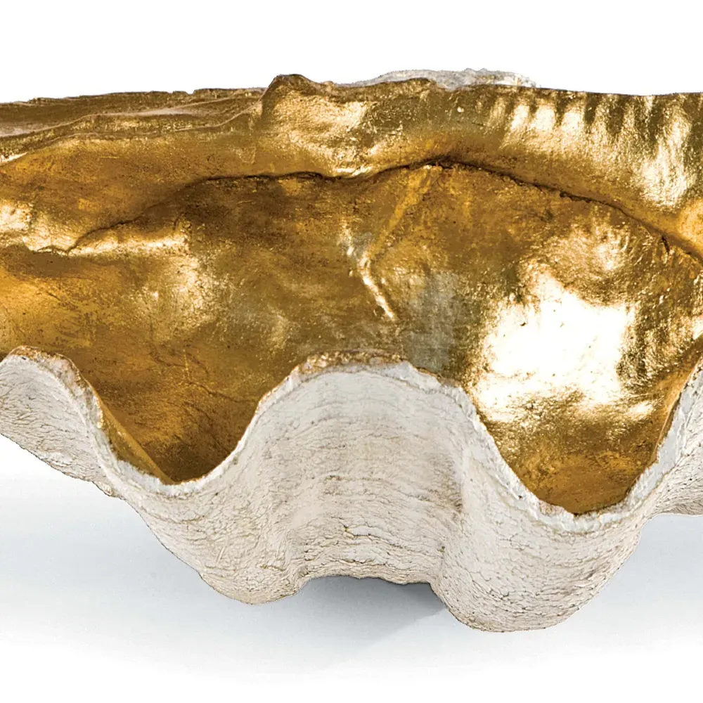 Hollywood Regency Small Clam Decorative Bowl - Gold, Resin