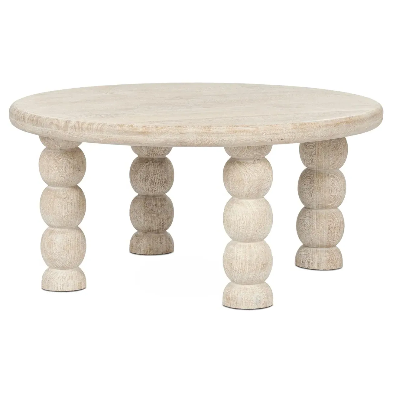 Holzer Round Coffee Table - Cream, Mango Wood