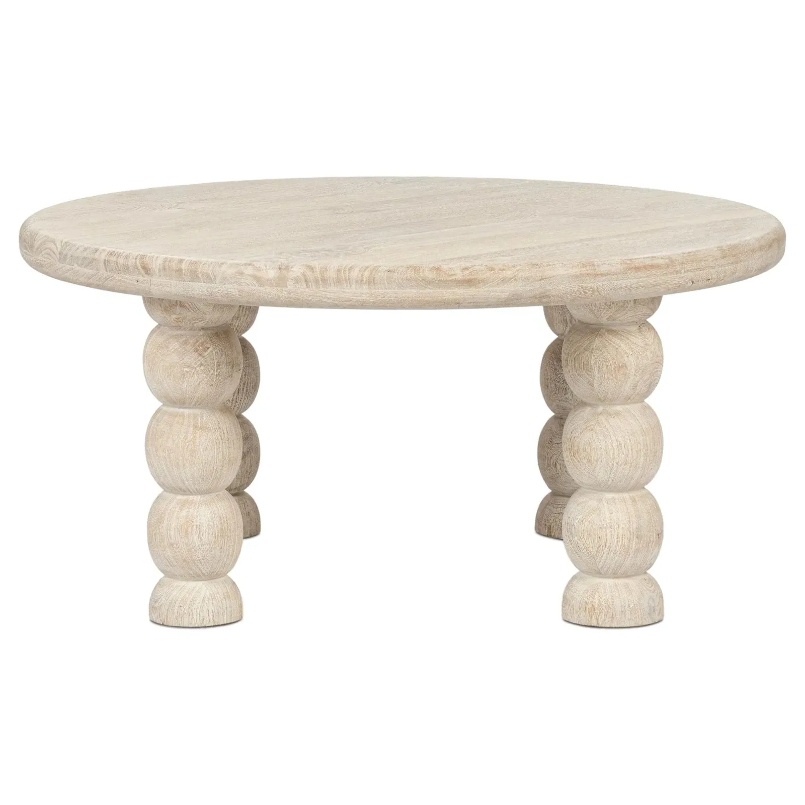 Holzer Round Coffee Table - Cream, Mango Wood
