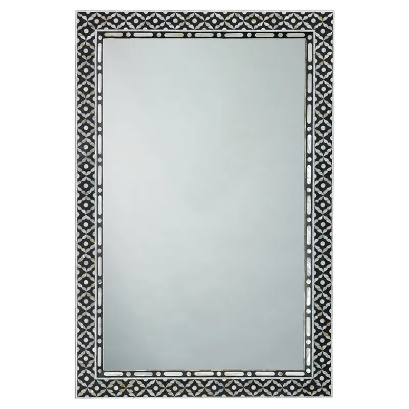 Hope Rectangular Wall Mirror - Black, Mother of Pearl