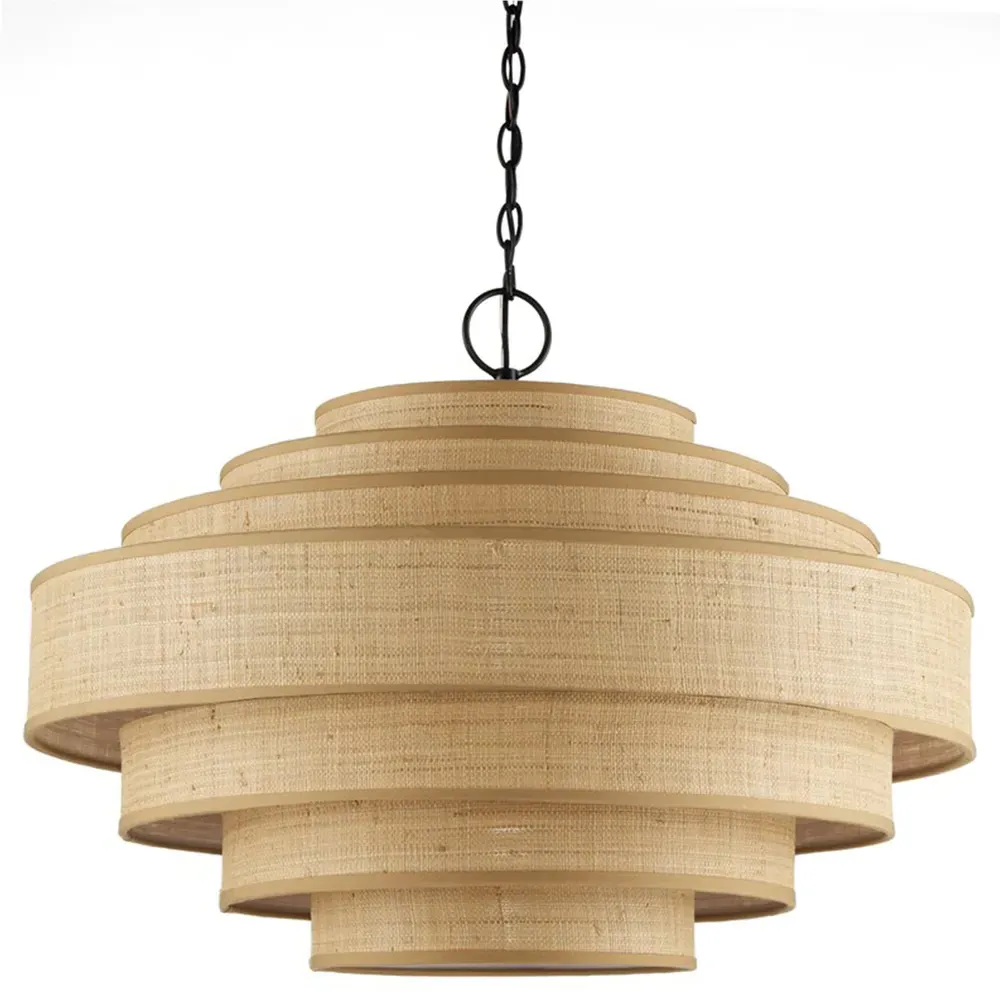 Hover Coastal Beach Layered Shade Chandelier - Black, Metal