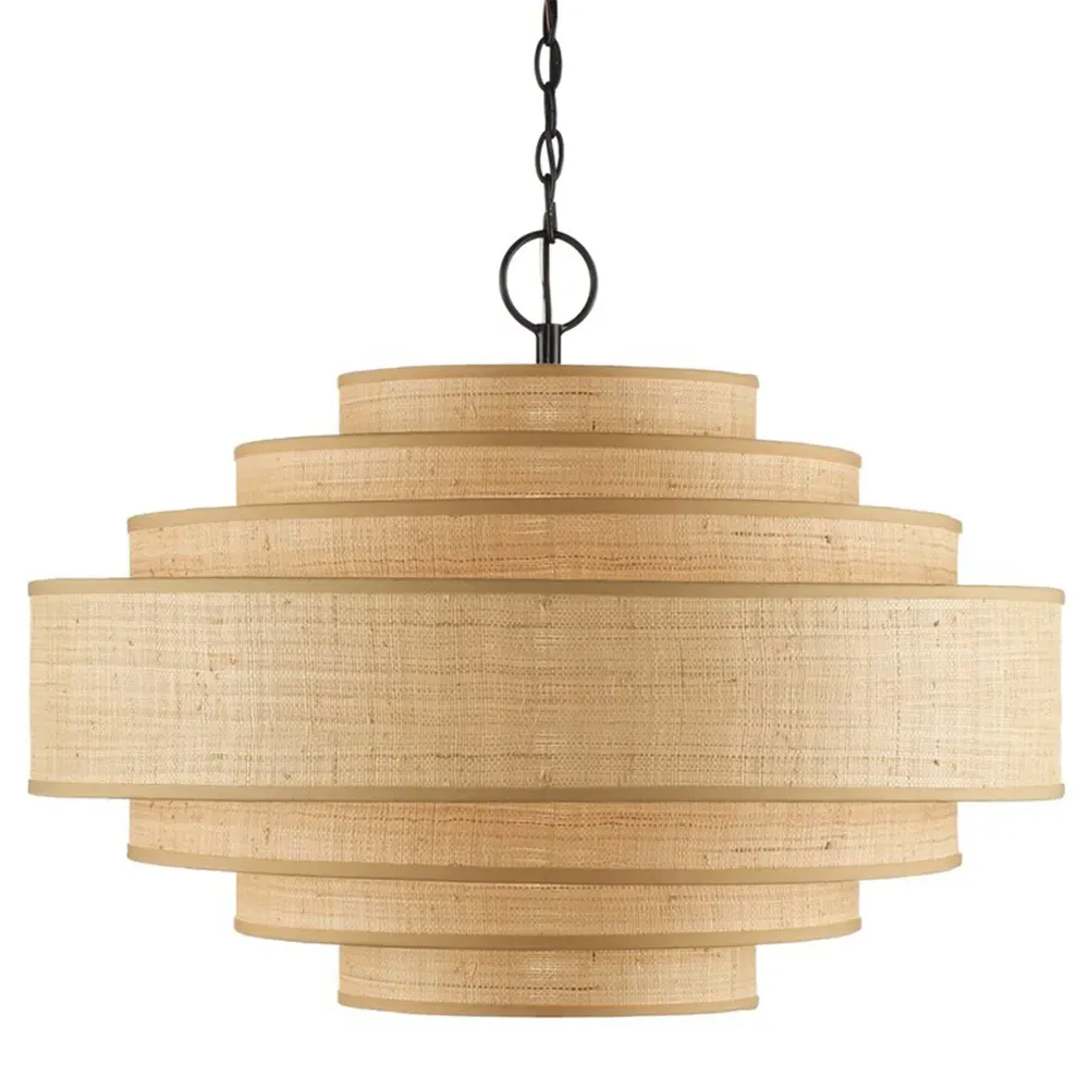 Hover Coastal Beach Layered Shade Chandelier - Black, Metal