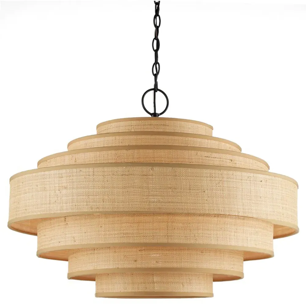 Hover Coastal Beach Layered Shade Chandelier - Black, Metal