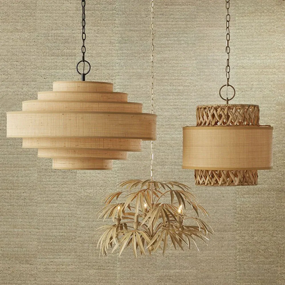 Hover Coastal Beach Layered Shade Chandelier - Black, Metal