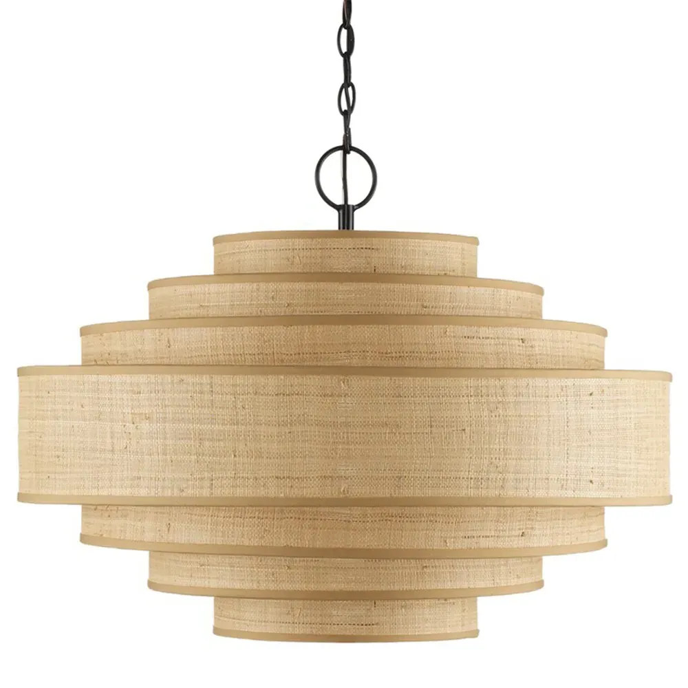 Hover Coastal Beach Layered Shade Chandelier - Black, Metal image