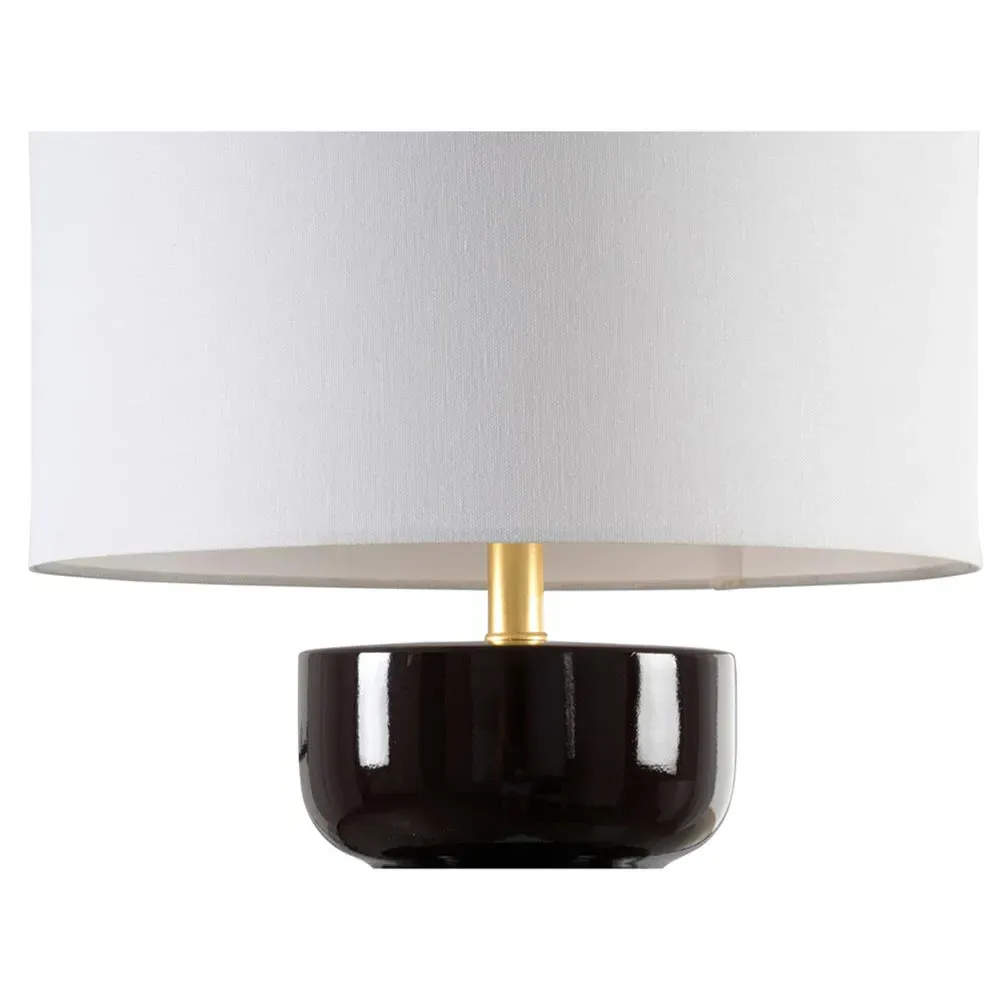 Hover Mid Century Table Lamp with Linen Shade - Wine, Ceramic