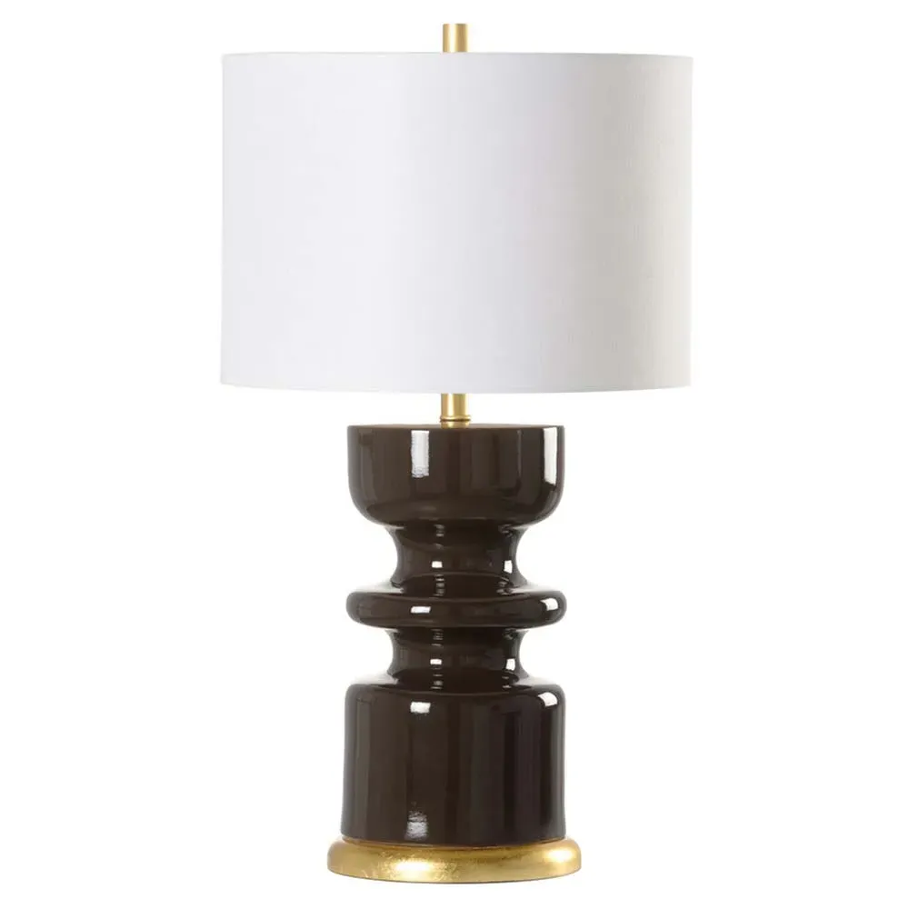 Hover Mid Century Table Lamp with Linen Shade - Wine, Ceramic
