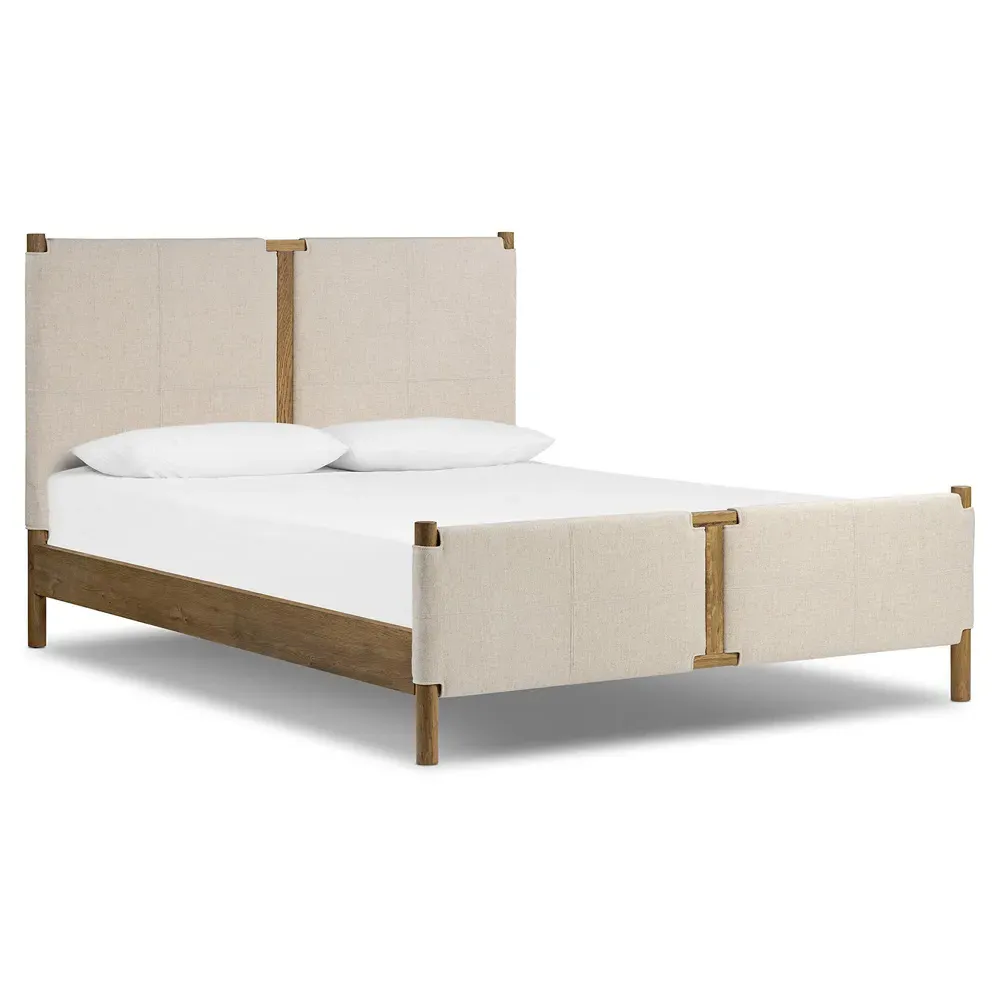 Hubert King Size Bed Frame - Beige, Oak