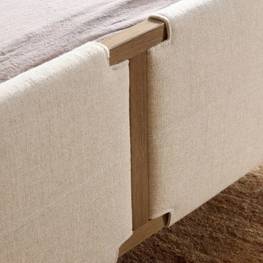 Hubert King Size Bed Frame - Beige, Oak