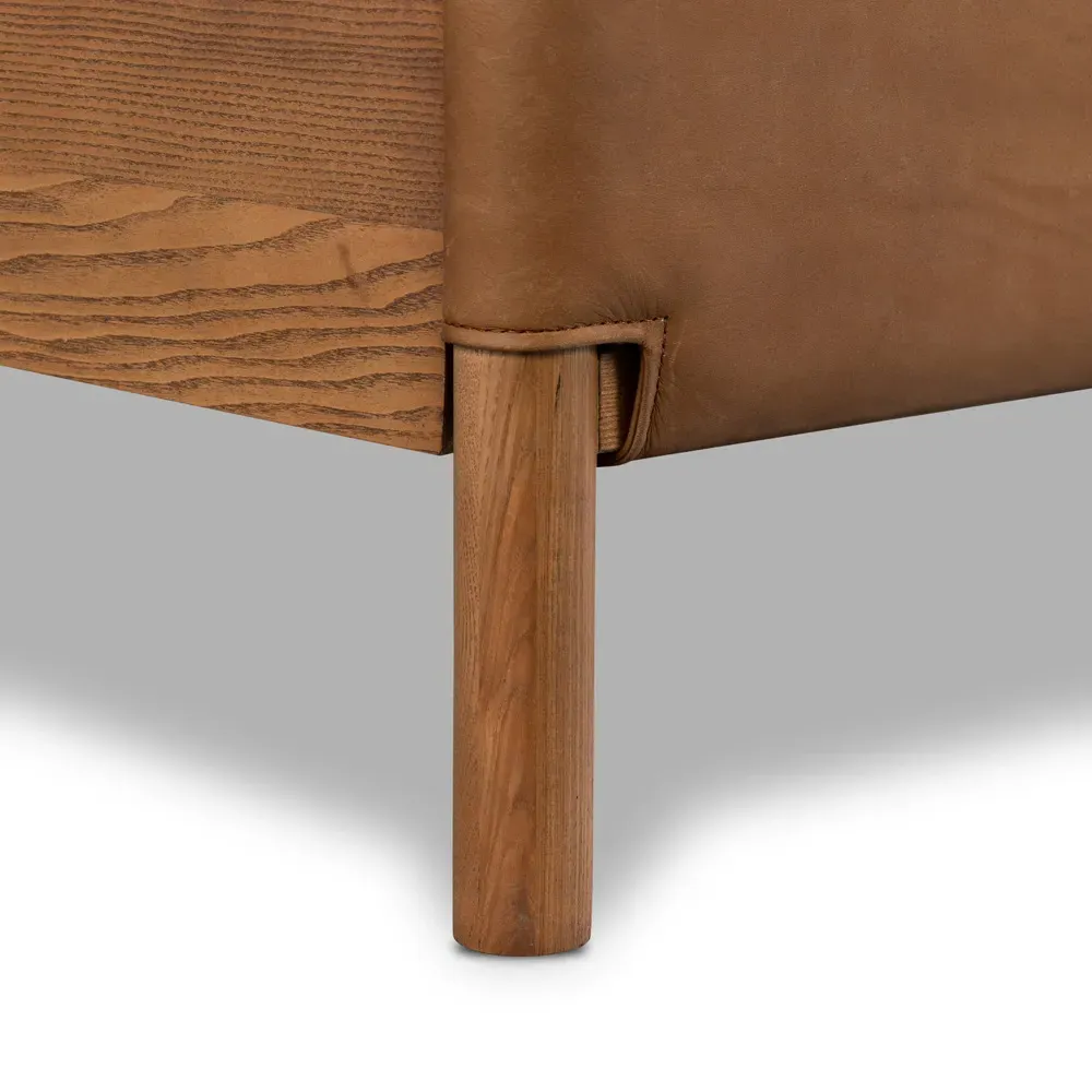 Hubert King Size Bed Frame - Brown, Leather