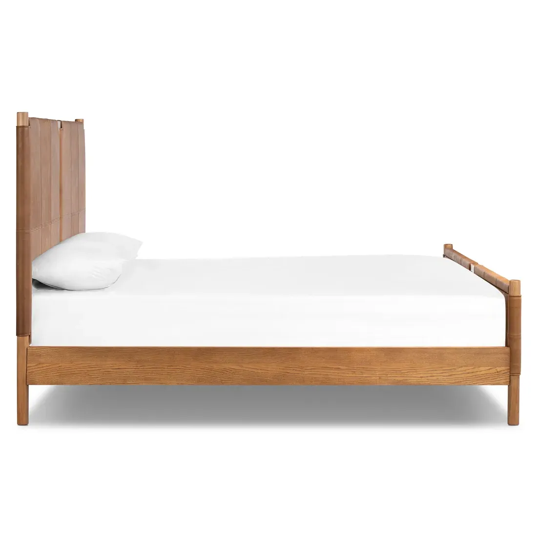 Hubert King Size Bed Frame - Brown, Leather