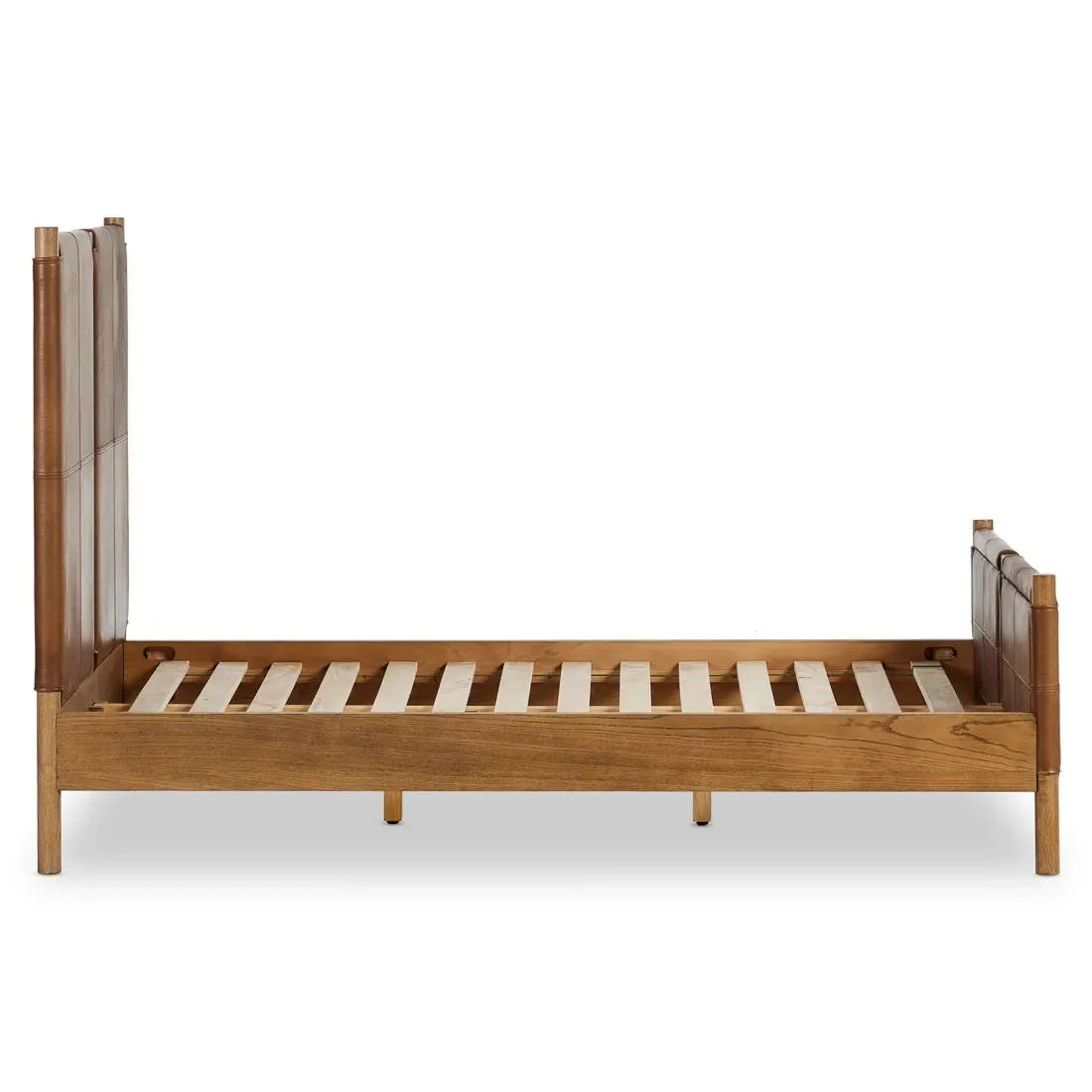 Hubert King Size Bed Frame - Brown, Leather