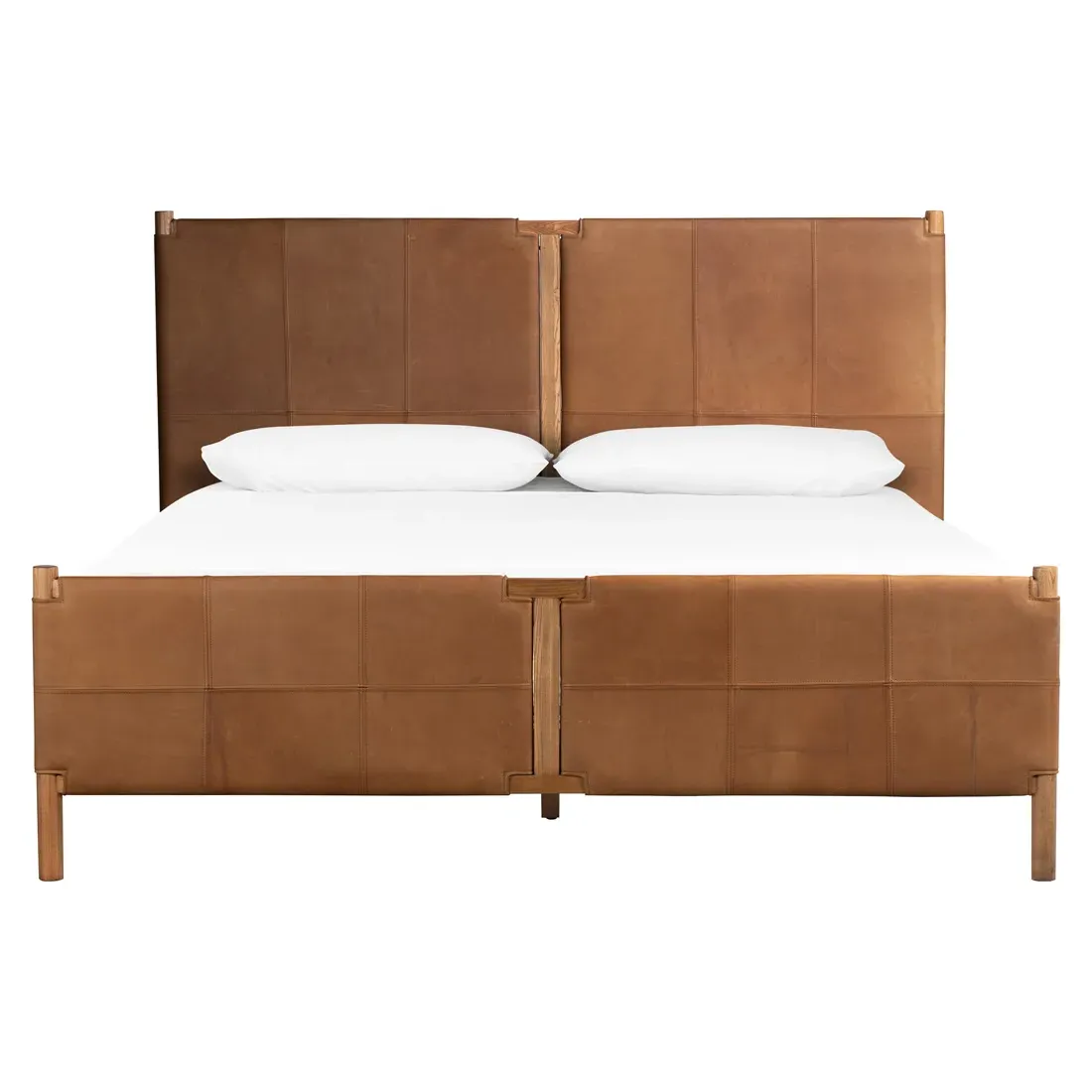 Hubert King Size Bed Frame - Brown, Leather