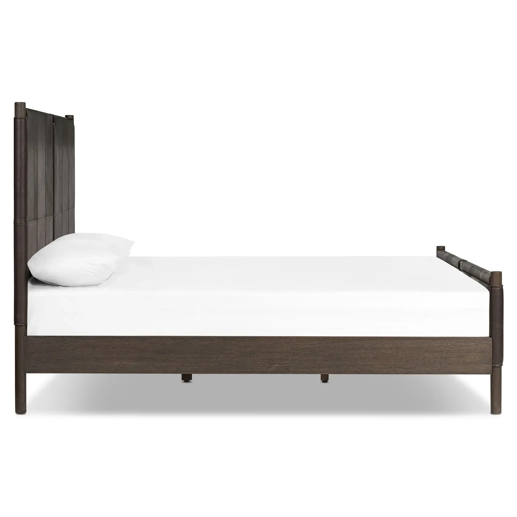 Hubert King Size Bed Frame - Dark Brown, Leather