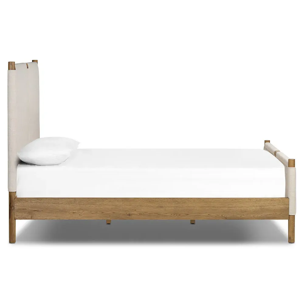 Hubert Queen Size Bed Frame - Beige, Oak