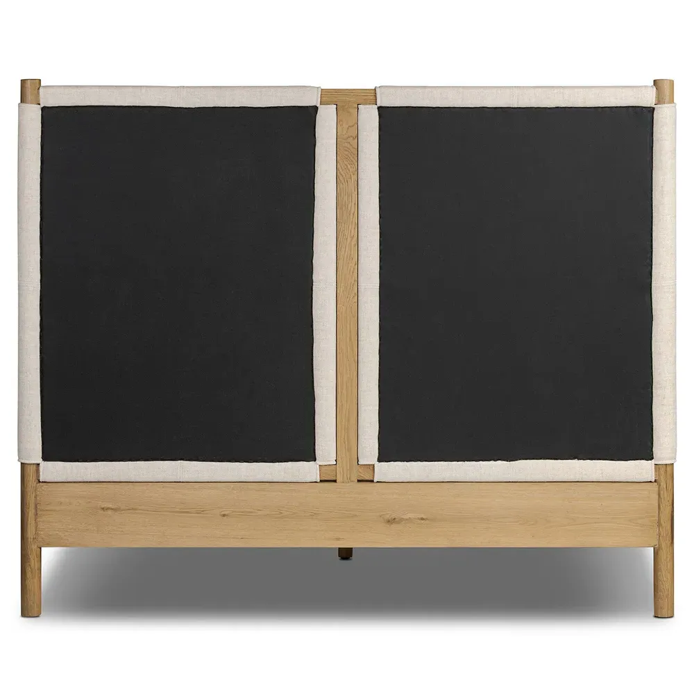 Hubert Queen Size Bed Frame - Beige, Oak