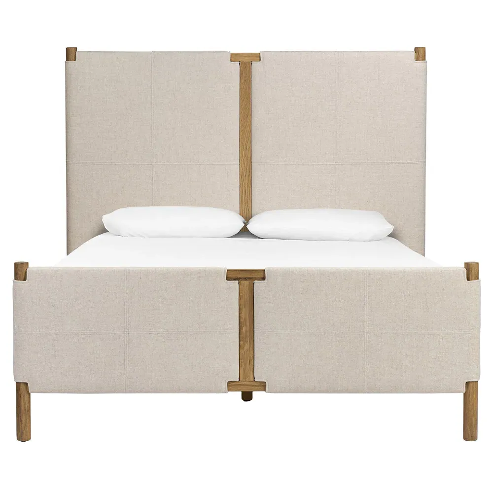 Hubert Queen Size Bed Frame - Beige, Oak image