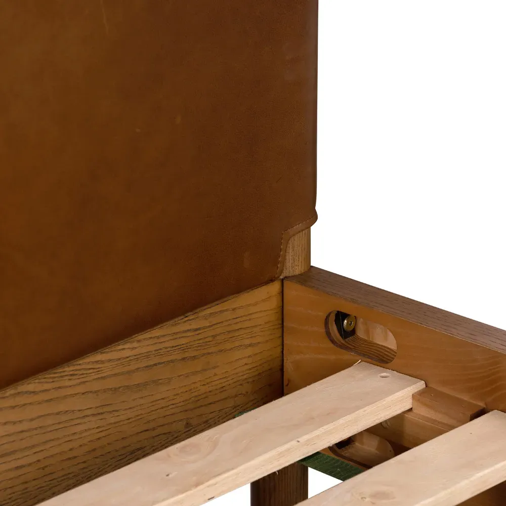Hubert Queen Size Bed Frame - Brown, Leather